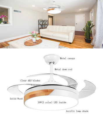 de Intrekbare Crystal Ceiling Fan Hidden Blade Plafondventilator van 42inch 220v met Licht