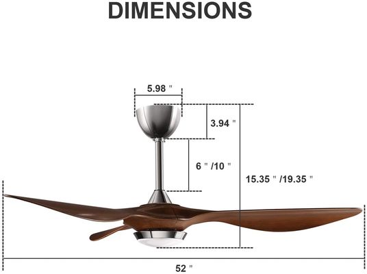 Van de het Lichaamslamp van de luxe de Moderne Lichtgevende 72w Plafondventilator Geleide Lichte Schakelaar van de het Metaalmotor