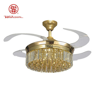 Crystal Lampshade Silent-de LEIDENE Intrekbaar Plafondventilatorlicht van 36W met het Vouwen van Bladen