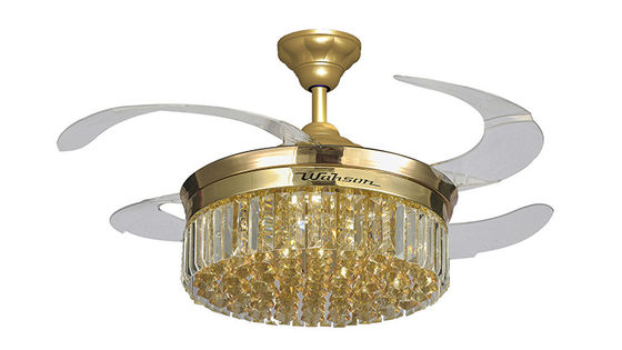Crystal Lampshade Silent-de LEIDENE Intrekbaar Plafondventilatorlicht van 36W met het Vouwen van Bladen