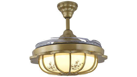 Het acryl Lichte Warme Wit van de Lampekap150lm/w Gouden Intrekbare Plafondventilator