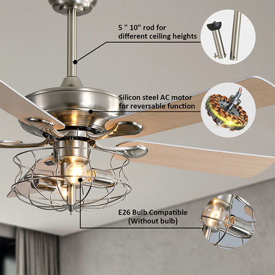 Geborstelde het BladPlafondventilator van het Nikkel2000lm Vijf Metaal met Lichte 65W