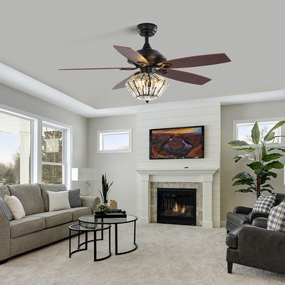 van het het Metaalblad van 120V 52Inch 5 de Afstandsbediening van Matt Black Ceiling Fan With voor Woonkamer Binnen
