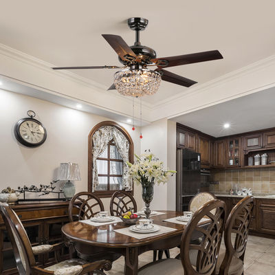 het BureauPlafondventilator van 4100K 3600LM Crystal Flush Mount Ceiling Fan met Lichte Trekkrachtketen
