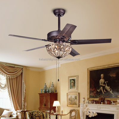 Decoratieve Hotel4100k 3600LM Kroonluchter Crystal Ceiling Fan Light 5 Ijzerbladen