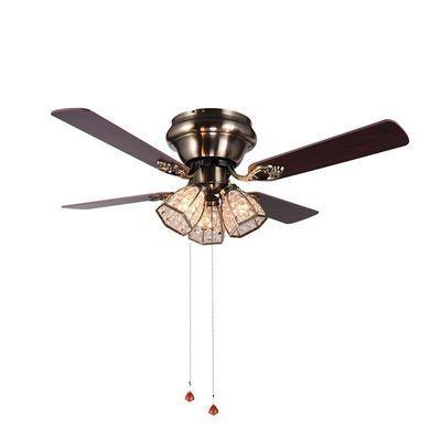 De minimalistische Bladen van Crystal Led Ceiling Fan 100lm/w 48inch 4 van het Stijl Antieke Messing