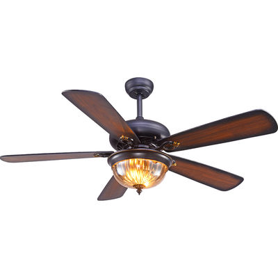 Westing huisvest 52cm 110AC Zwart Crystal Ceiling Fan Light 5 Bladen 3 Lampekappen