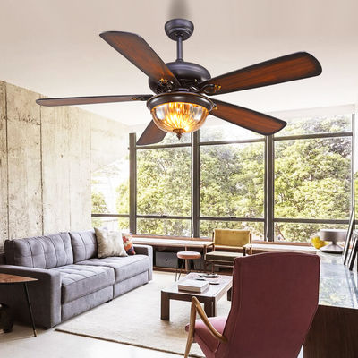 Westing huisvest 52cm 110AC Zwart Crystal Ceiling Fan Light 5 Bladen 3 Lampekappen