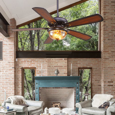 Westing huisvest 52cm 110AC Zwart Crystal Ceiling Fan Light 5 Bladen 3 Lampekappen