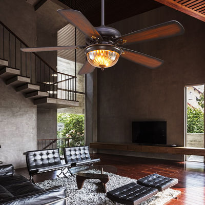 Westing huisvest 52cm 110AC Zwart Crystal Ceiling Fan Light 5 Bladen 3 Lampekappen