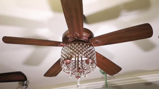 Geen van het de Plafondventilatorglas van het Lawaai18w Antieke Brons van de de Lampekapeetkamer de Kroonluchterventilator