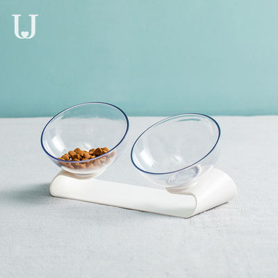 De duurzame Transparante Dubbele Voeder Schuine stand Opgeheven Cat Food Bowls van de Komhond