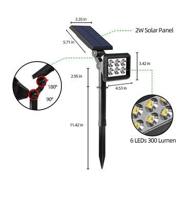 Van het LEIDENE van IP65 3.7V 2200MAH Zonne zonne de weglichten Landschaps Lichte 300 lumen