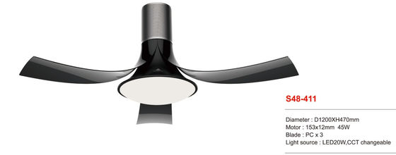 De Tijdopnemer van de de modieuze 48 Duim Verre het Verduisteren LEIDENE Ventilator Omkeerbare Plafondventilator van gelijkstroom Luchtkoeling