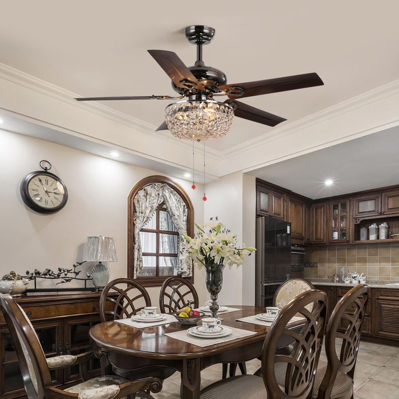 het BureauPlafondventilator van 4100K 3600LM Crystal Flush Mount Ceiling Fan met Lichte Trekkrachtketen