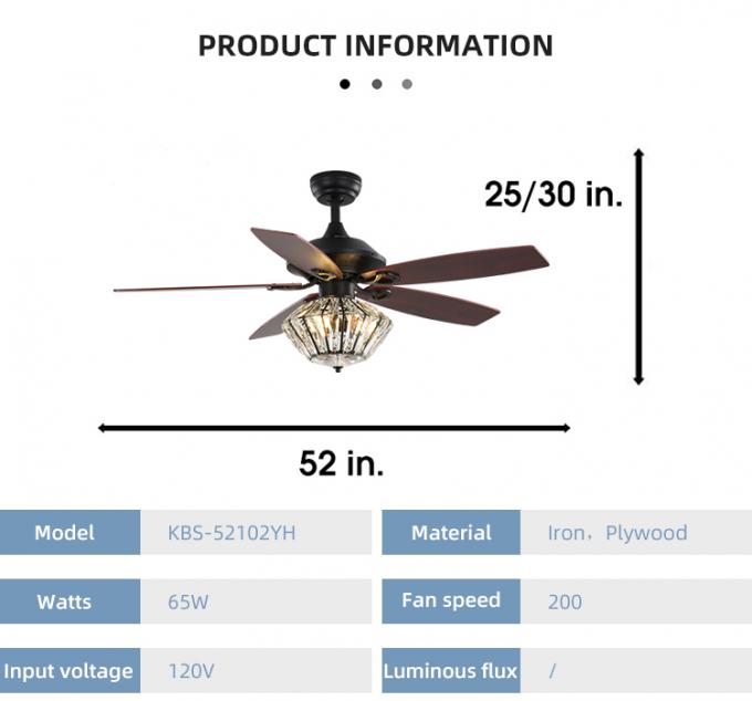 Professioneel Fabrieksijzer 52Inch 5 Licht van de Bladen het Decoratieve Binnen Industriële Geleide Plafondventilator