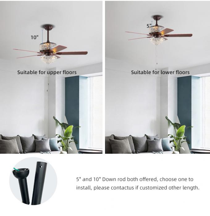 Super Helder Ijzer 52Inch 5 Licht van de Bladen het Decoratieve Binnen Industriële Geleide Plafondventilator