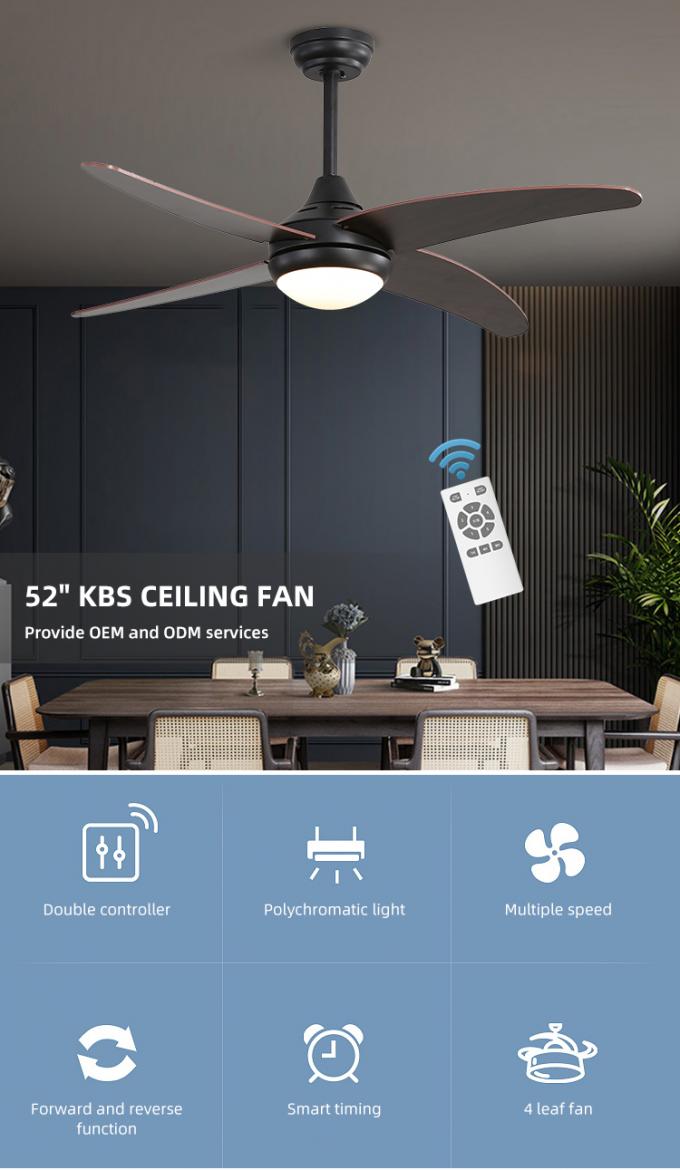 Energie - het Triplex 52Inch 4 van het besparingsijzer Licht van de Bladen het Decoratieve Binnen Industriële Geleide Plafondventilator