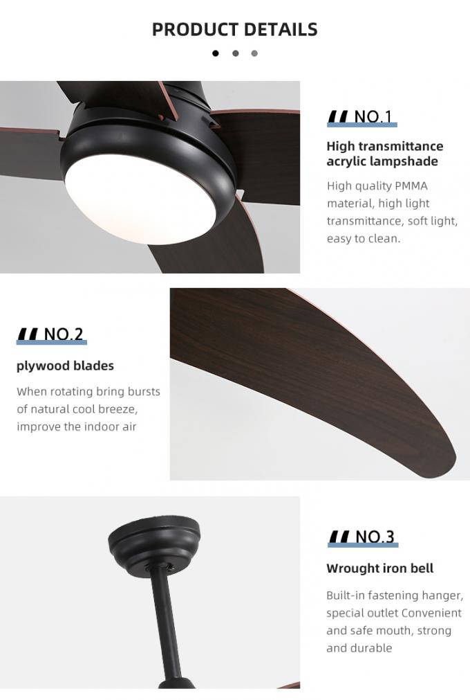 Energie - het Triplex 52Inch 4 van het besparingsijzer Licht van de Bladen het Decoratieve Binnen Industriële Geleide Plafondventilator